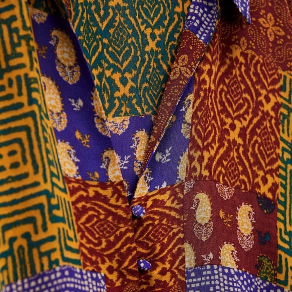 ZARA PATCHWORK PRINTED OVERSIZED BLOUSE - Picture 2 of 7